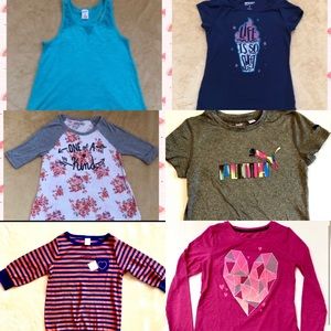 Girls Bundle 6 pieces girls short/long/sleeveless shirts, size 7-8.🌸